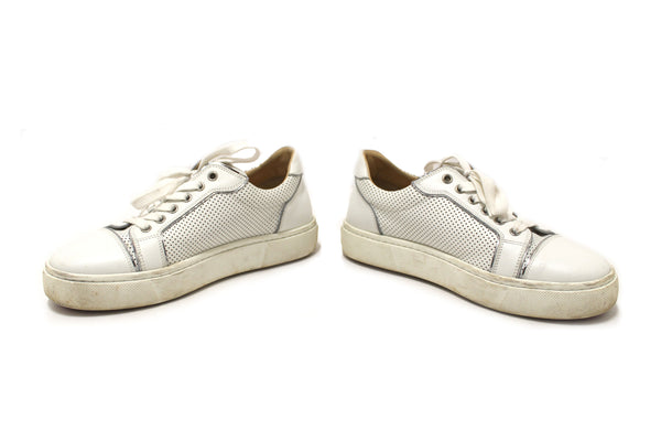 Christian Louboutin White and Silver Vieirissima Sneaker Size 39