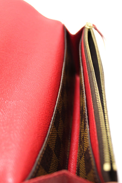 Louis Vuitton Damier Ebene Canvas Emilie Wallet Red