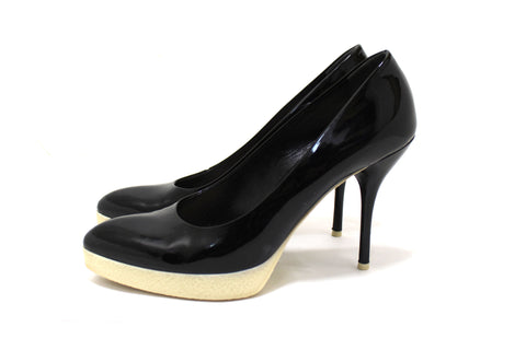 Gucci Black Patent Leather and White Rubber Pumps Heels Size 39 | Italystation.com - Shop Now at italystation.com