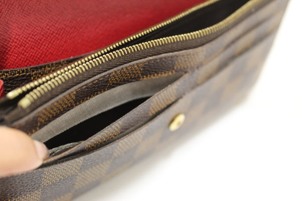 Louis Vuitton Damier Ebene Canvas Emilie Wallet Red