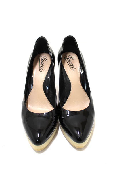Gucci Black Patent Leather and White Rubber Pumps Heels Size 39 | Italystation.com - Shop Now at italystation.com