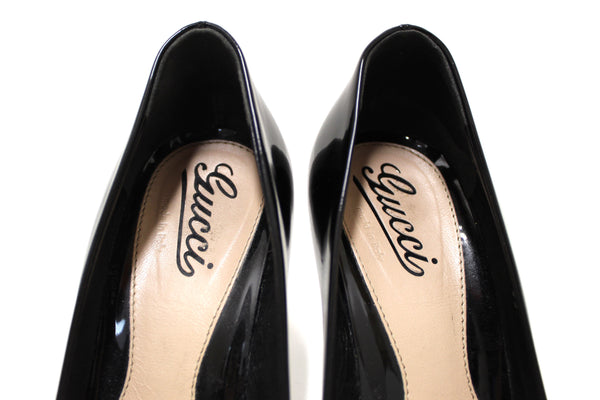 Gucci Black Patent Leather and White Rubber Pumps Heels Size 39 | Italystation.com - Shop Now at italystation.com