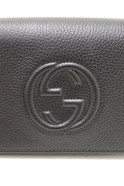 NEW  Gucci Black Soho Disco Leather Wallet On Chain Cross Body Bag