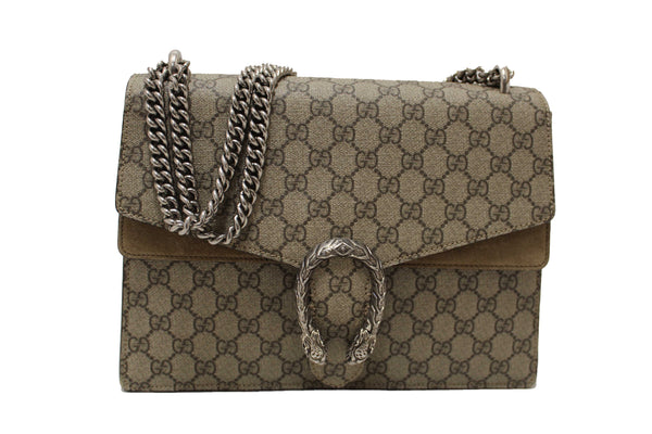 Gucci GG Supreme with Brown Suede Dionysus Medium Shoulder Bag 403348