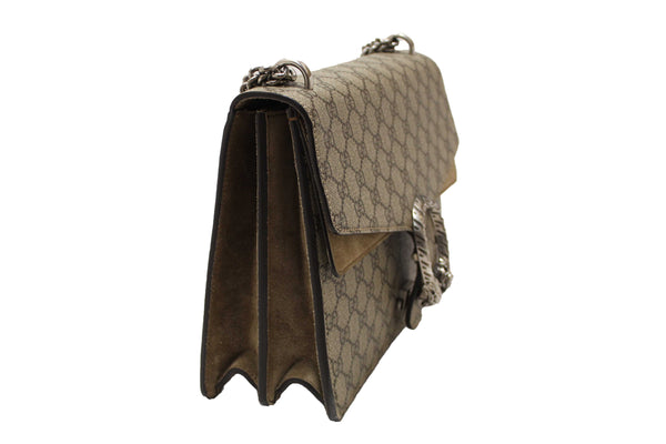 Gucci GG Supreme with Brown Suede Dionysus Medium Shoulder Bag 403348
