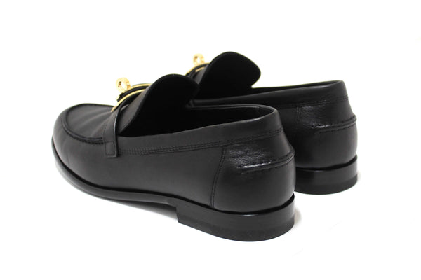 Hermes Black Calfskin Leather Destin Loafer Shoes Size 36.5
