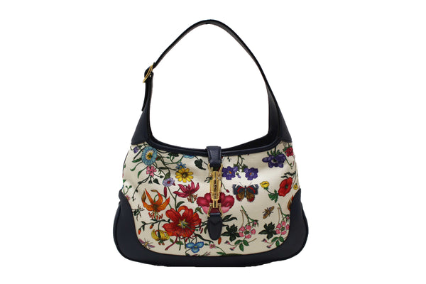 Gucci Blue Flora Canvas Jackie 1961 Medium Shoulder Bag 550152