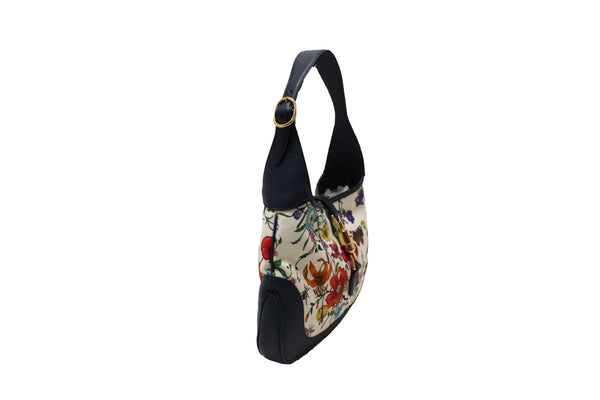 Gucci Blue Flora Canvas Jackie 1961 Medium Shoulder Bag 550152