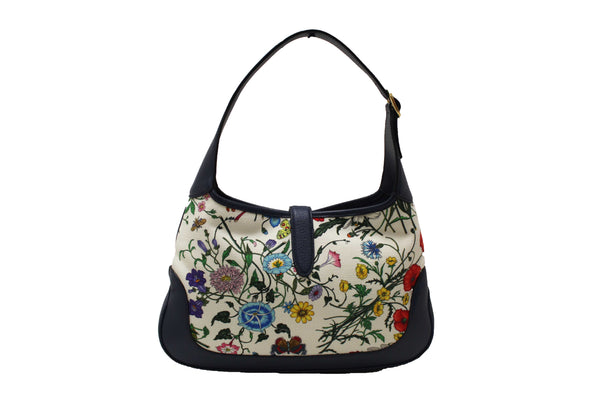Gucci Blue Flora Canvas Jackie 1961 Medium Shoulder Bag 550152