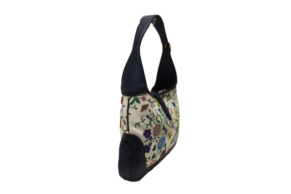 Gucci Blue Flora Canvas Jackie 1961 Medium Shoulder Bag 550152