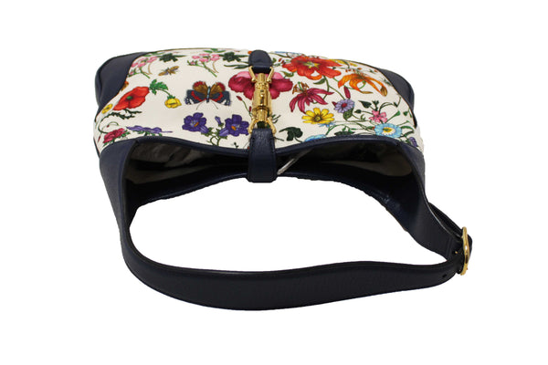 Gucci Blue Flora Canvas Jackie 1961 Medium Shoulder Bag 550152