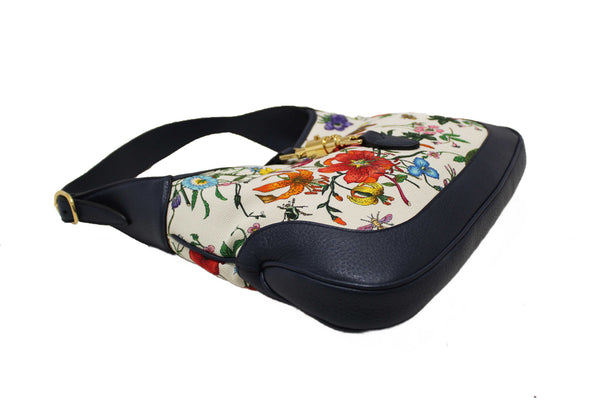 Gucci Blue Flora Canvas Jackie 1961 Medium Shoulder Bag 550152