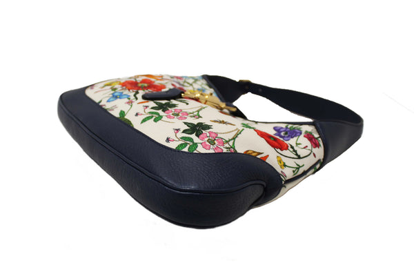 Gucci Blue Flora Canvas Jackie 1961 Medium Shoulder Bag 550152