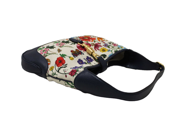 Gucci Blue Flora Canvas Jackie 1961 Medium Shoulder Bag 550152