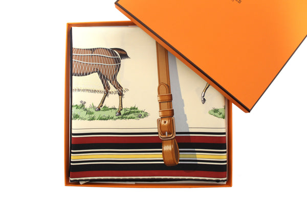 New Hermes Beige Cream Couvertures Et Tenues Silk Scarf 90cm