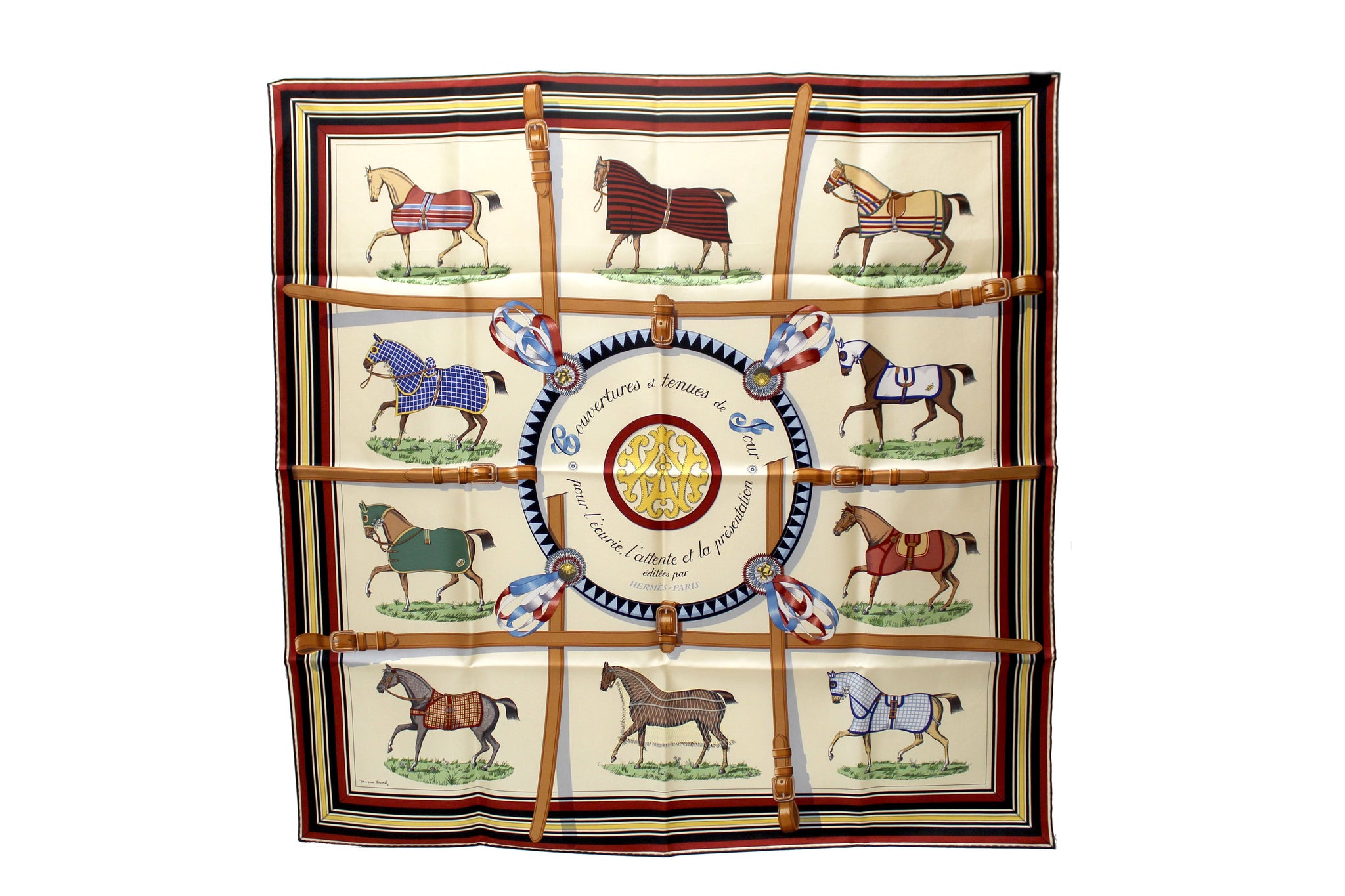 New Hermes Beige Cream Couvertures Et Tenues Silk Scarf 90cm