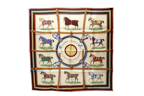 New Hermes Beige Cream Couvertures Et Tenues Silk Scarf 90cm