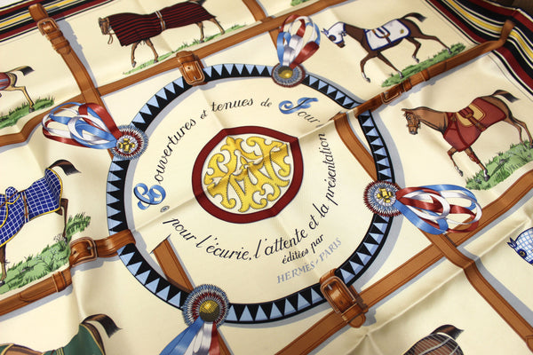 New Hermes Beige Cream Couvertures Et Tenues Silk Scarf 90cm