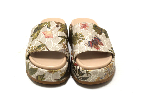 Gucci GG Supreme Flora Platform Slide Sandals 41