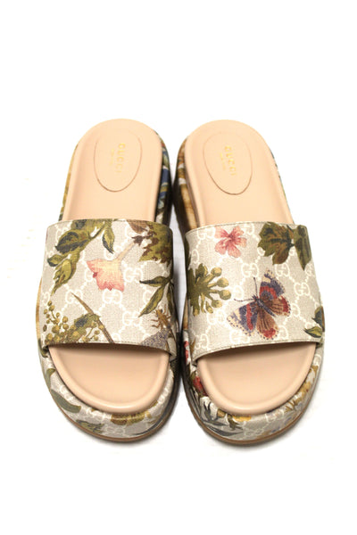 Gucci GG Supreme Flora Platform Slide Sandals 41