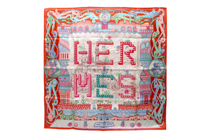 New Hermes Red Super Silk Quest Scarf 90cm