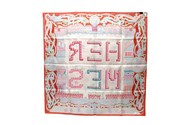 New Hermes Red Super Silk Quest Scarf 90cm