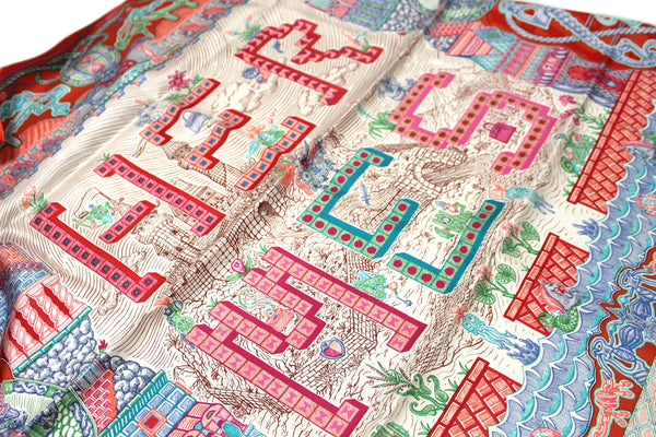New Hermes Red Super Silk Quest Scarf 90cm