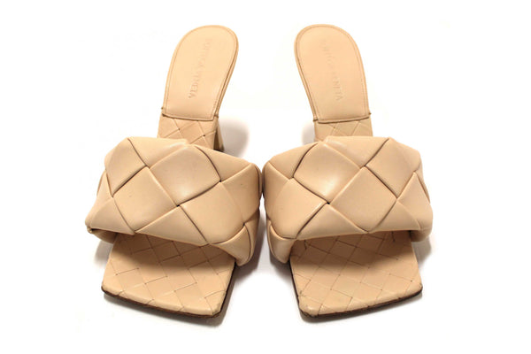 Bottega Venetal Beige Leather Lido Mule Open Sandals Shoes 37