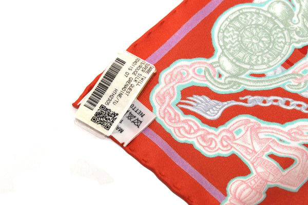 New Hermes Red Super Silk Quest Scarf 90cm
