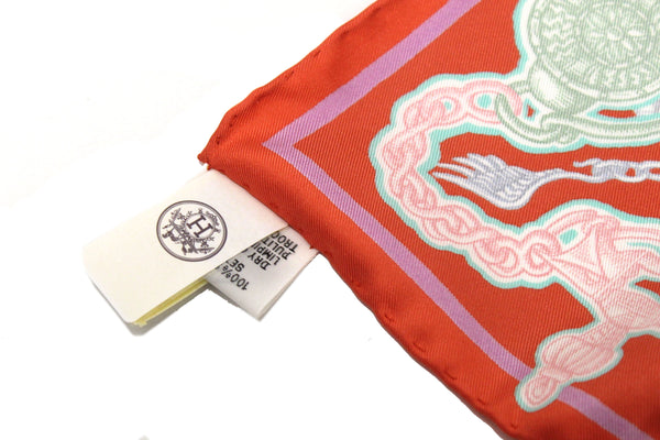New Hermes Red Super Silk Quest Scarf 90cm
