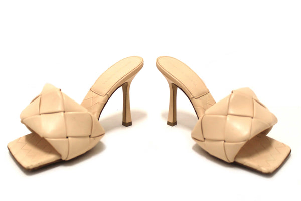 Bottega Venetal Beige Leather Lido Mule Open Sandals Shoes 37