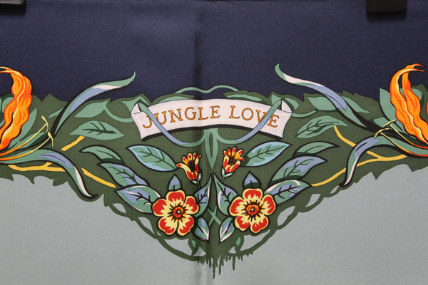 New Hermes Blue Jungle Love Forever Scarf 90cm