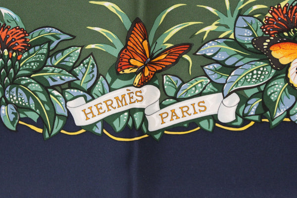 New Hermes Blue Jungle Love Forever Scarf 90cm
