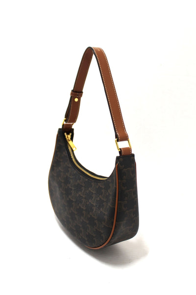 Celine Brown Leather/Canvas Ava Triomphe Hobo Shoul | Italystation.com - Now at italystation.com