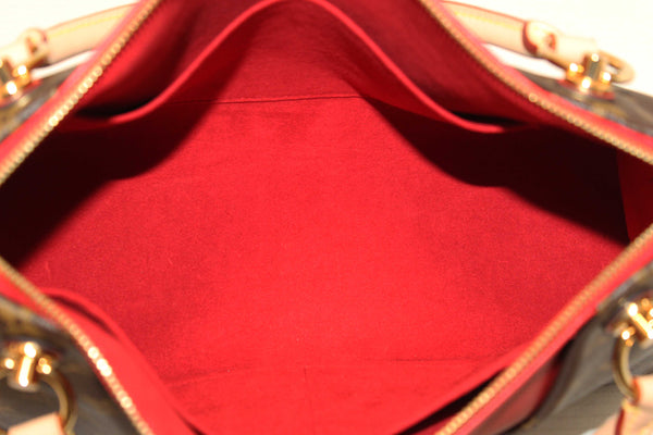 Louis Vuitton Classic Monogram Canvas with Red Leather V Tote MM Bag