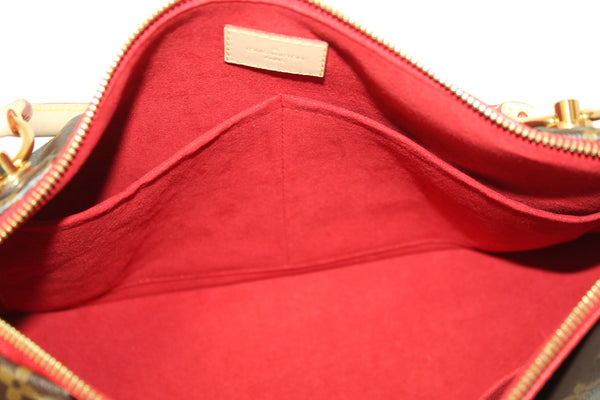 Louis Vuitton Classic Monogram Canvas with Red Leather V Tote MM Bag