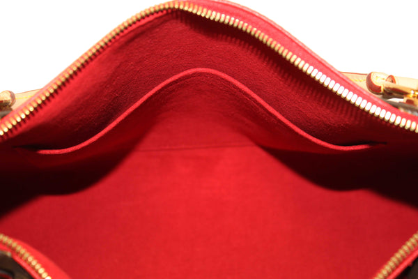 Louis Vuitton Classic Monogram Canvas with Red Leather V Tote MM Bag