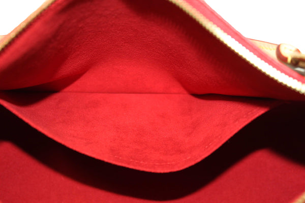 Louis Vuitton Classic Monogram Canvas with Red Leather V Tote MM Bag