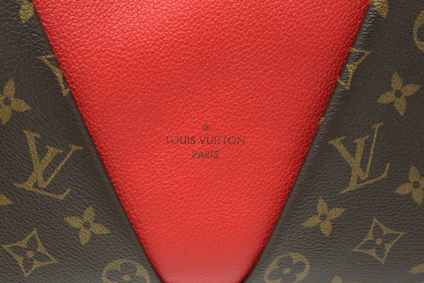Louis Vuitton Classic Monogram Canvas with Red Leather V Tote MM Bag