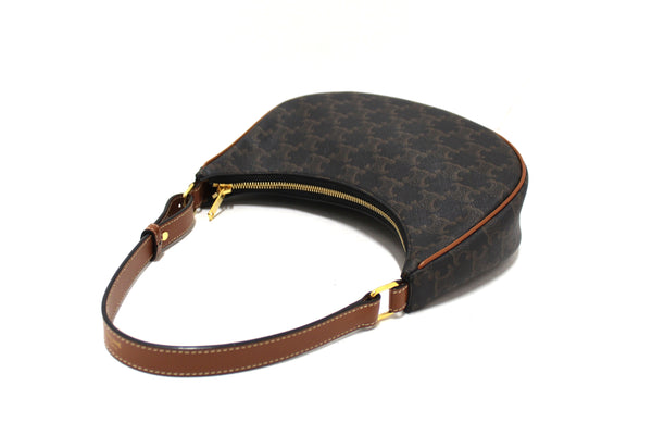Celine Brown Leather/Canvas Ava Triomphe Hobo Shoul | Italystation.com - Now at italystation.com