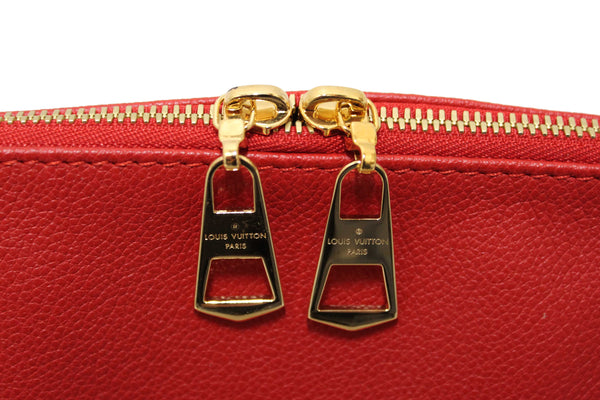 Louis Vuitton Classic Monogram Canvas with Red Leather V Tote MM Bag