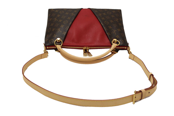 Louis Vuitton Classic Monogram Canvas with Red Leather V Tote MM Bag