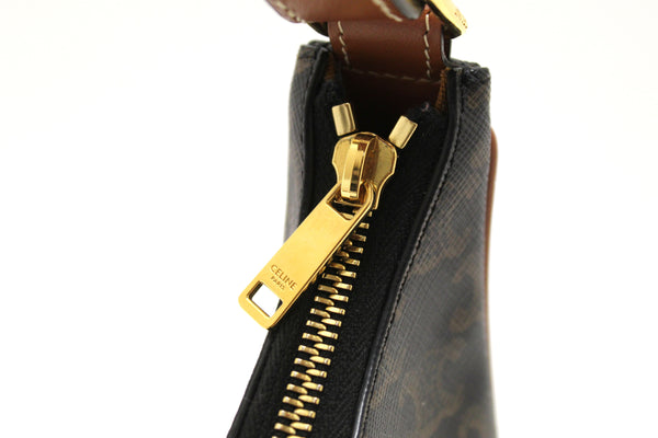 Celine Brown Leather/Canvas Ava Triomphe Hobo Shoul | Italystation.com - Now at italystation.com