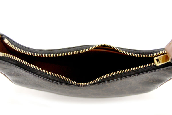 Celine Brown Leather/Canvas Ava Triomphe Hobo Shoul | Italystation.com - Now at italystation.com
