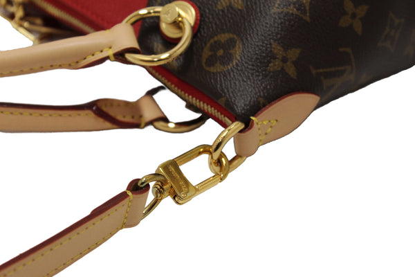 Louis Vuitton Classic Monogram Canvas with Red Leather V Tote MM Bag