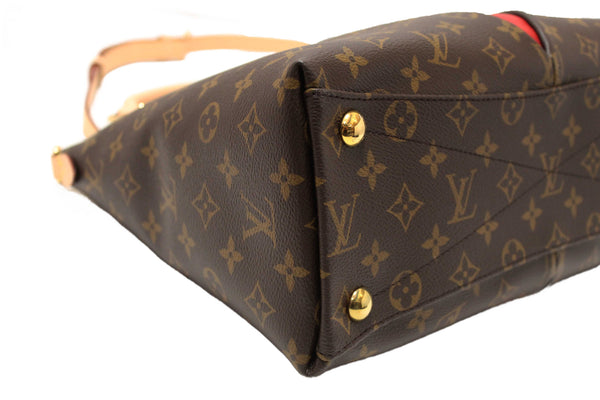 Louis Vuitton Classic Monogram Canvas with Red Leather V Tote MM Bag