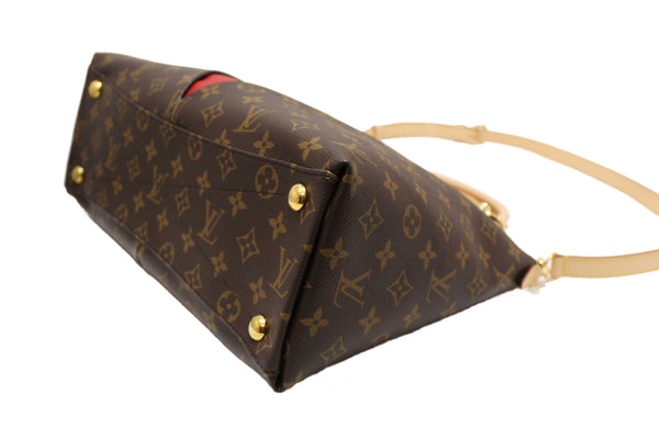 Louis Vuitton Classic Monogram Canvas with Red Leather V Tote MM Bag