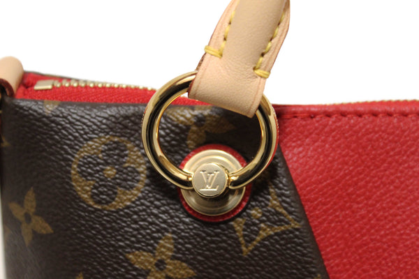 Louis Vuitton Classic Monogram Canvas with Red Leather V Tote MM Bag