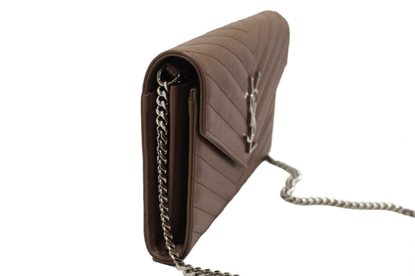 NEW Yves Saint Laurent Fard Cassandre Matelasse Grain De Poudre Chain Wallet Crossbody Bag