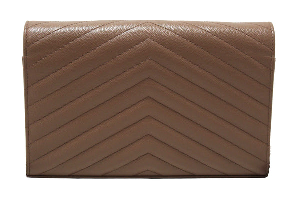 NEW Yves Saint Laurent Fard Cassandre Matelasse Grain De Poudre Chain Wallet Crossbody Bag